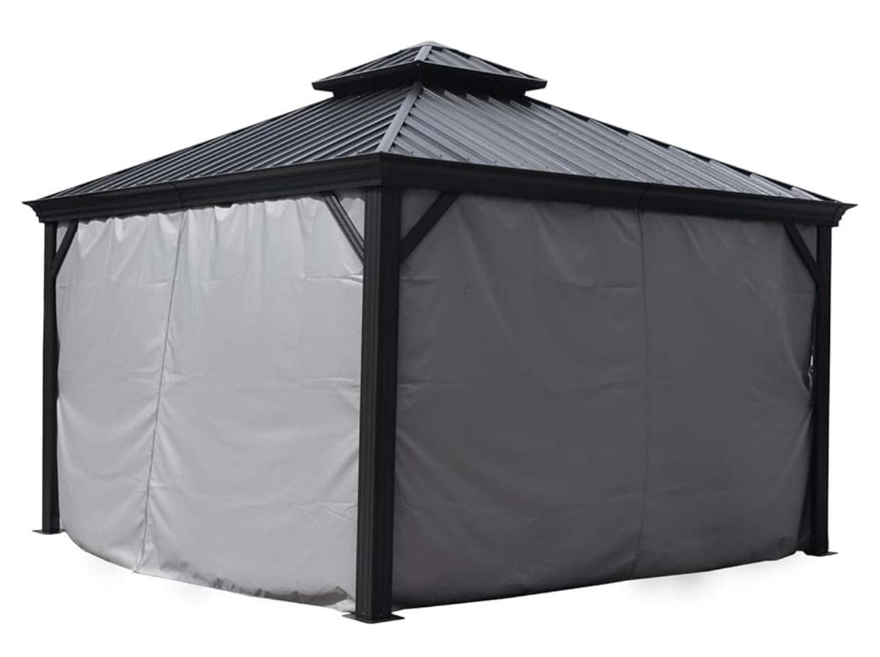 Gazebo Privacy Curtain Outdoor Waterproof Sidewall for Hardtop Gazebo, OEM Replacement for Patio Gazebo Curtains (10ft x 12ft, Gray)