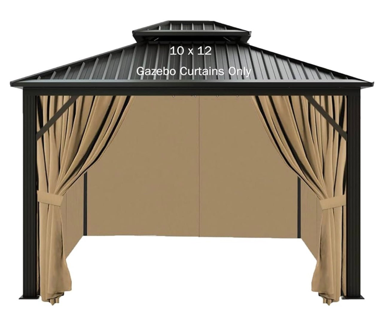 10x12 Waterproof Heavy Duty Curtain Set for Hardtop Gazebo Dark Beige
