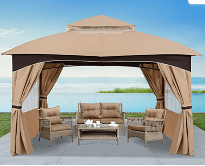 8'x8' Gazebo Patio Gazebos for Winter, Weatherproof Gazebo Window Curtains for Outdoor Party Wedding